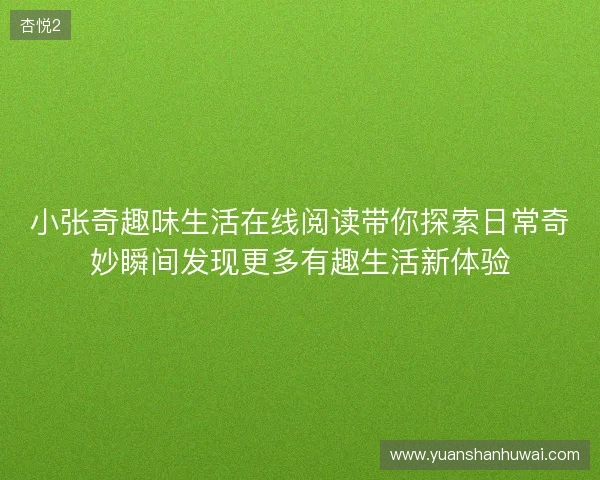 小张奇趣味生活在线阅读带你探索日常奇妙瞬间发现更多有趣生活新体验